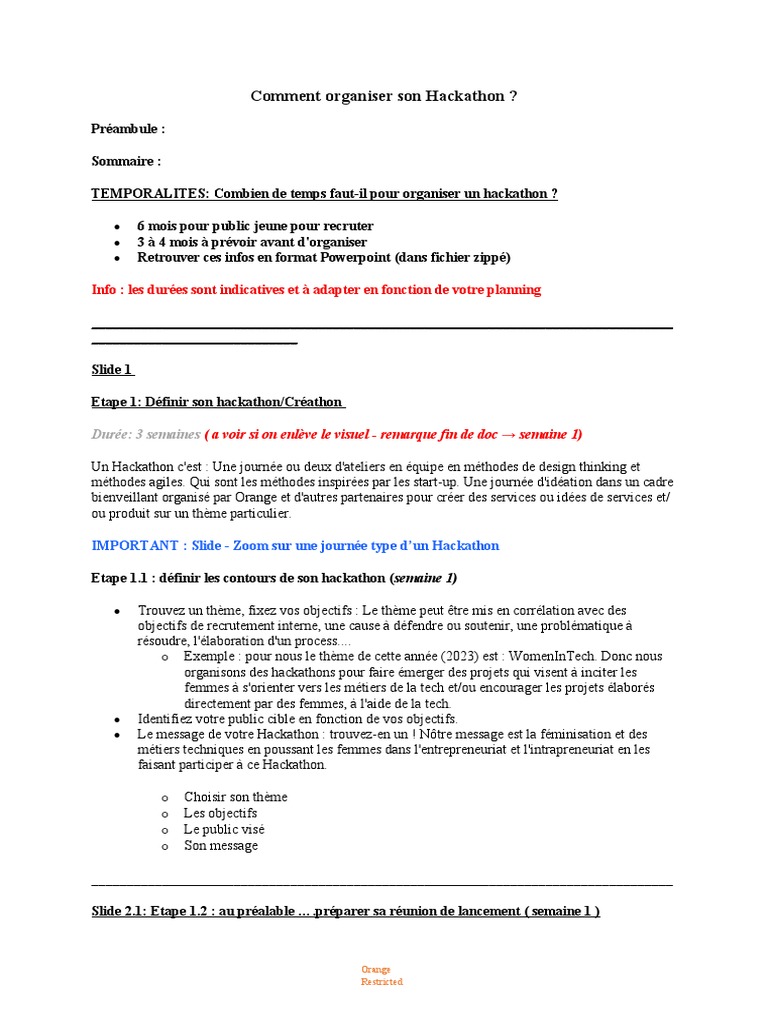 Organiser un Hackathon : Guide Pratique | PDF | Repas