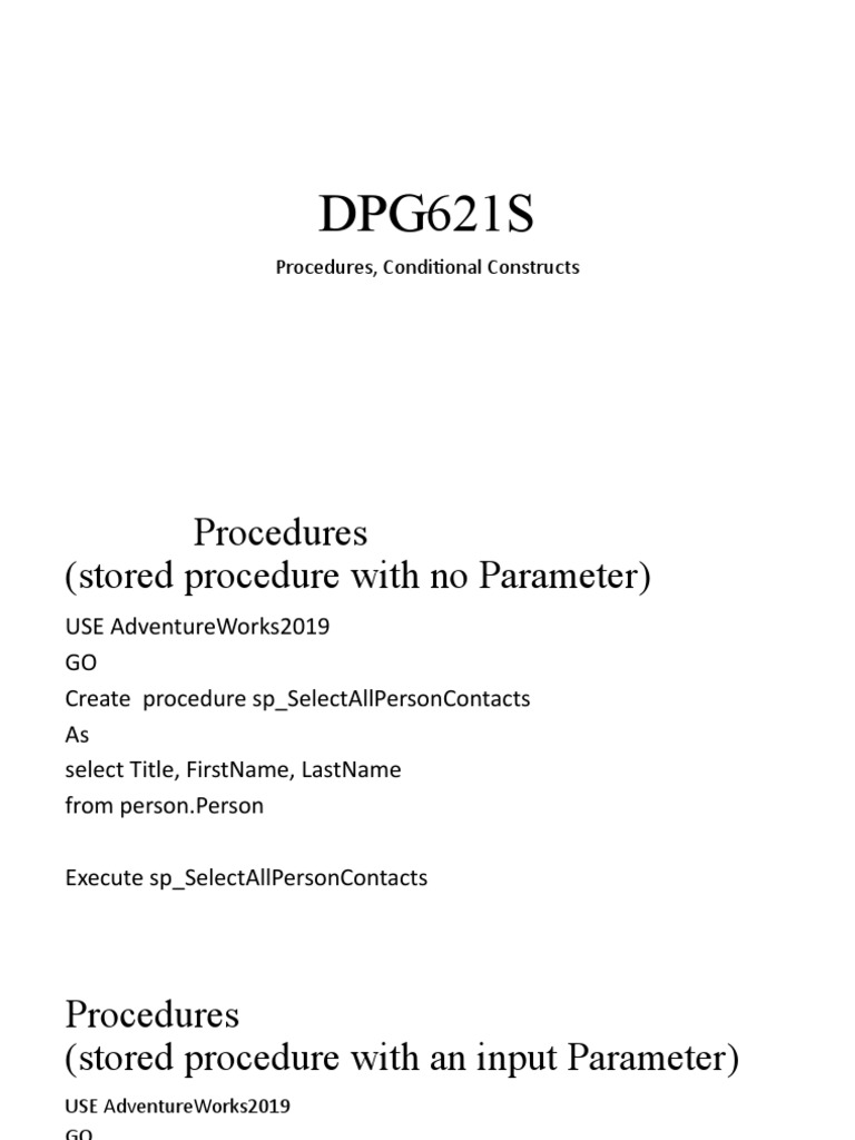 SQL Stored Procedures Overview | PDF | Computers