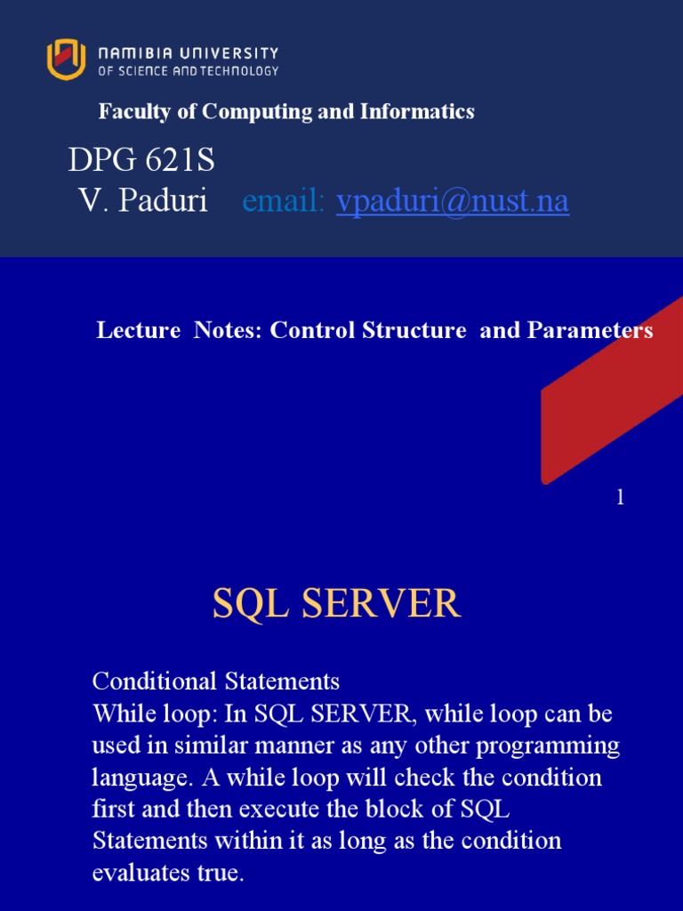 SQL Server - Control Structure and Mathematical Function | PDF ...