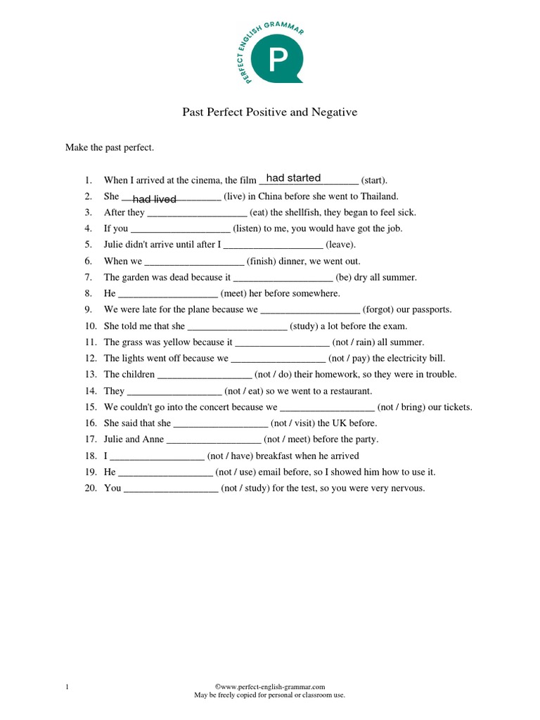NEGATIVE PAST PERFECT TENSE FORMULA visual data 2