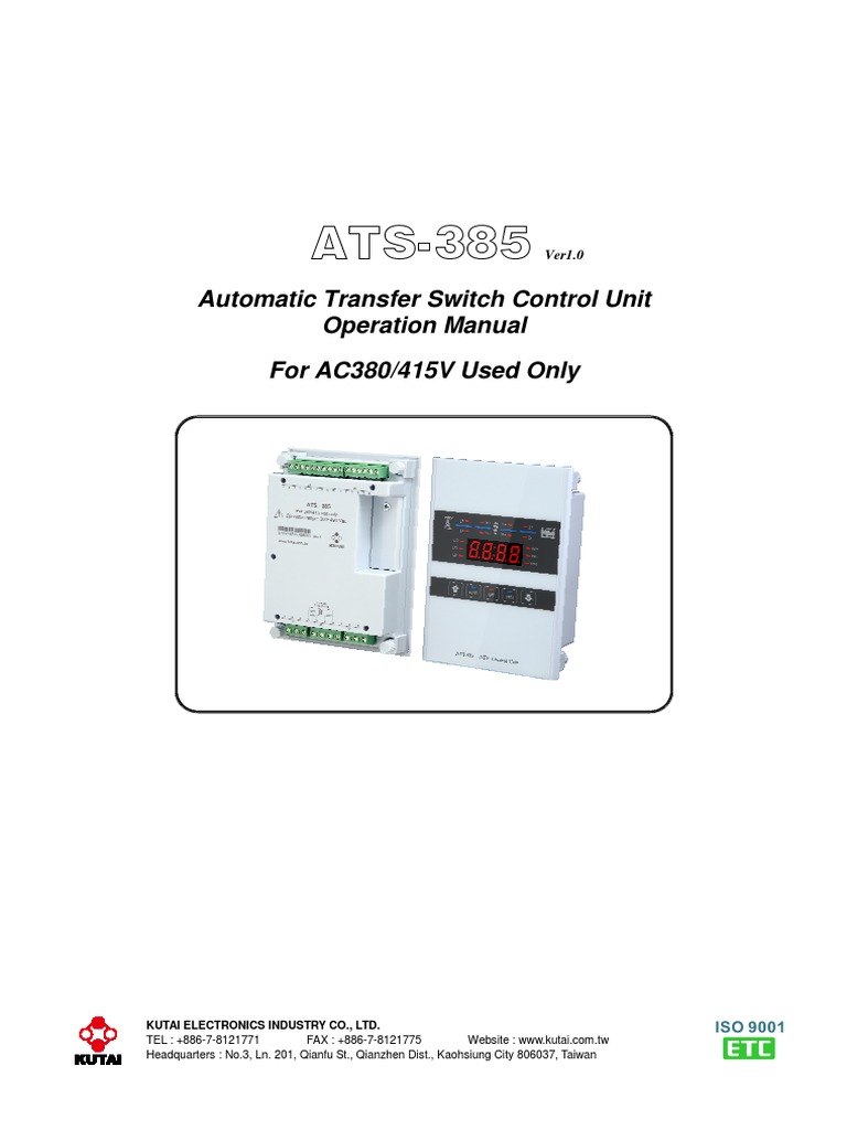 ATS-385 Automatic Transfer Switch Manual | PDF | Alternating Current ...