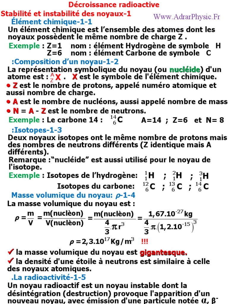 1 - Décroissance Radioactive | PDF | Noyau atomique | Éléments chimiques