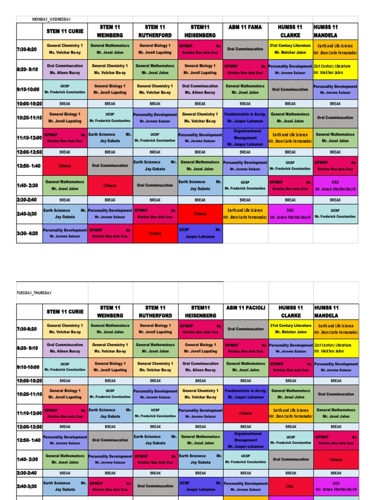 Class Schedule 1 | PDF | Nature | Natural Sciences