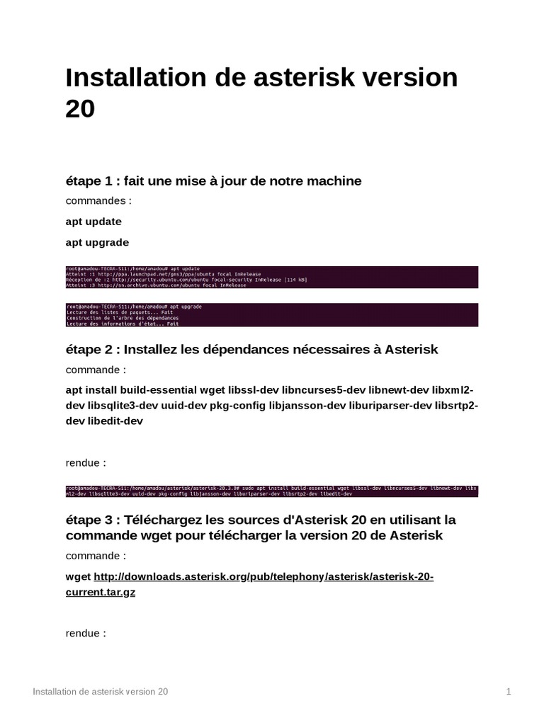 Installation d'Asterisk 20 sur Ubuntu | PDF | Informatique ...