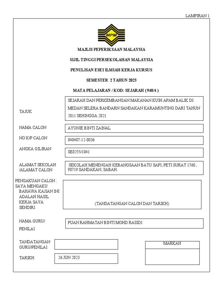 COVER KK SEJARAH | PDF