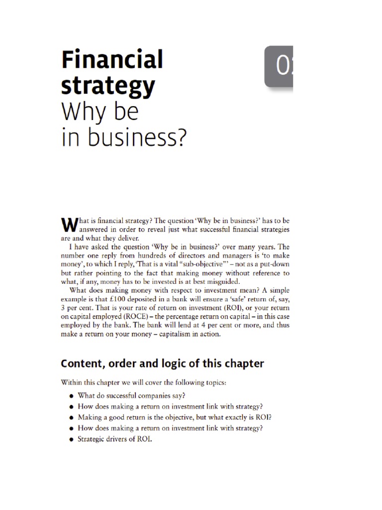 Primera Lectura Financial Strategy, Why Be in Bussines CHP 2