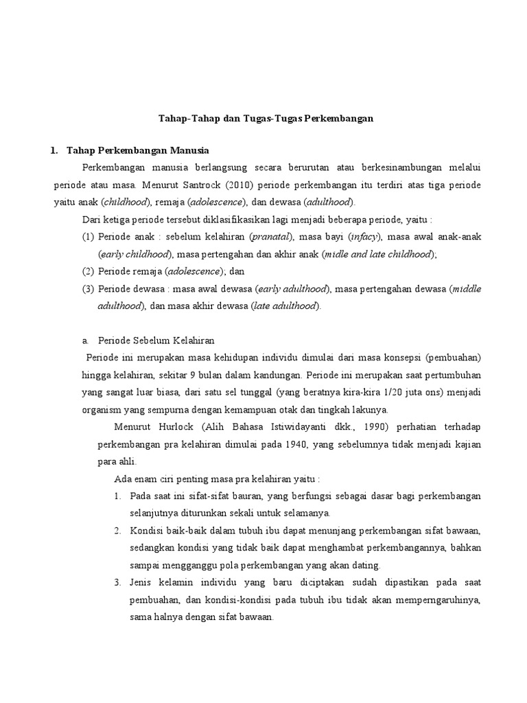 Tahap Tahap Dan Tugas Tugas Perkembangan Pdf
