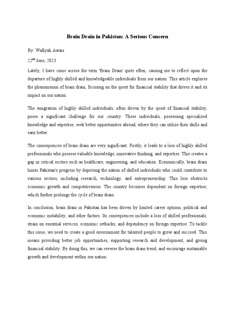 Brain Drain in Pakistan PDF