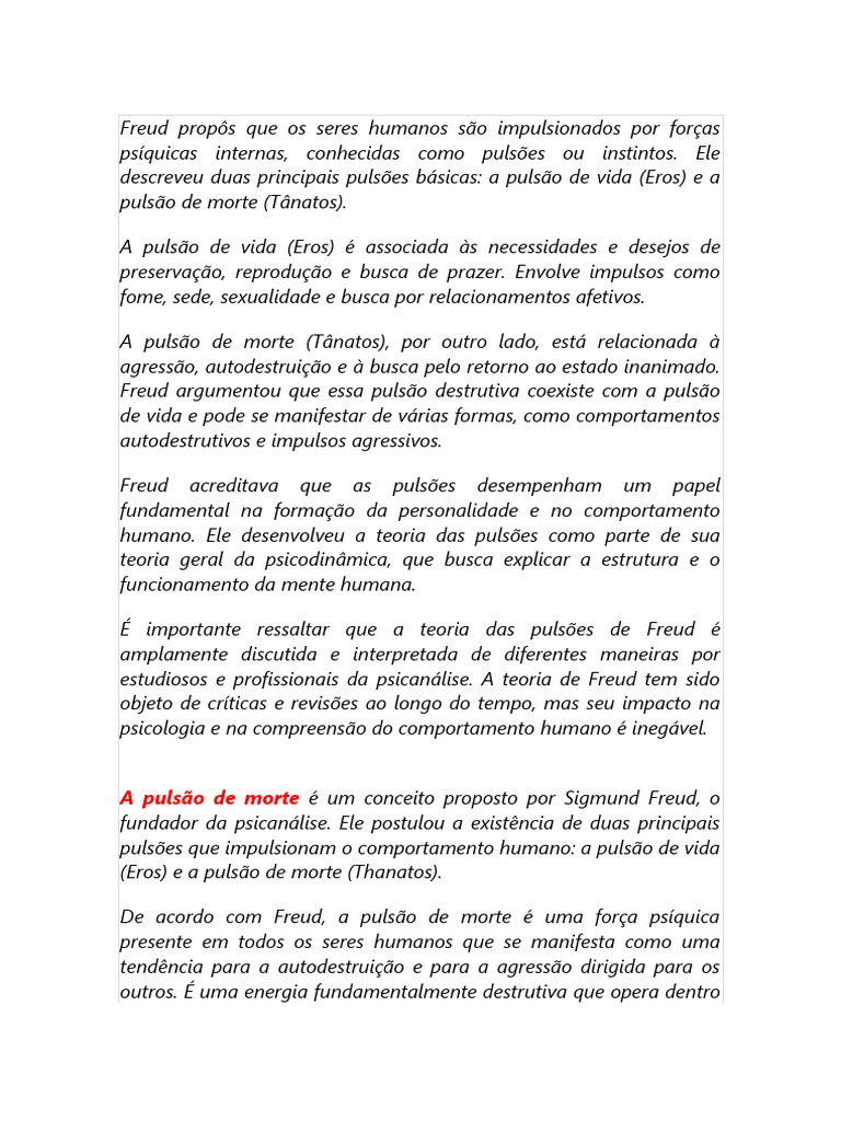 Pulsão de Vida e Pulsão de