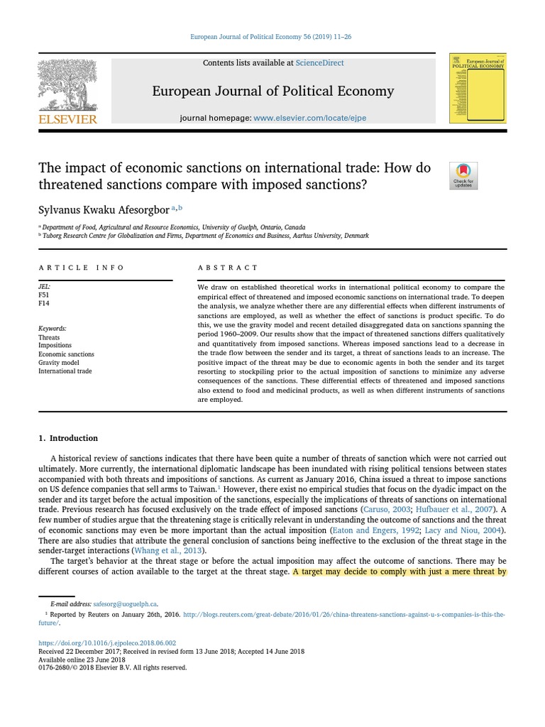 The Impact of Economic Sanctions On International Trade - How Do