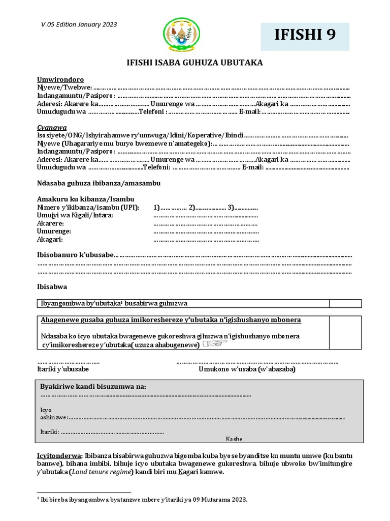 Ifishi isaba guhuza ubutaka pdf