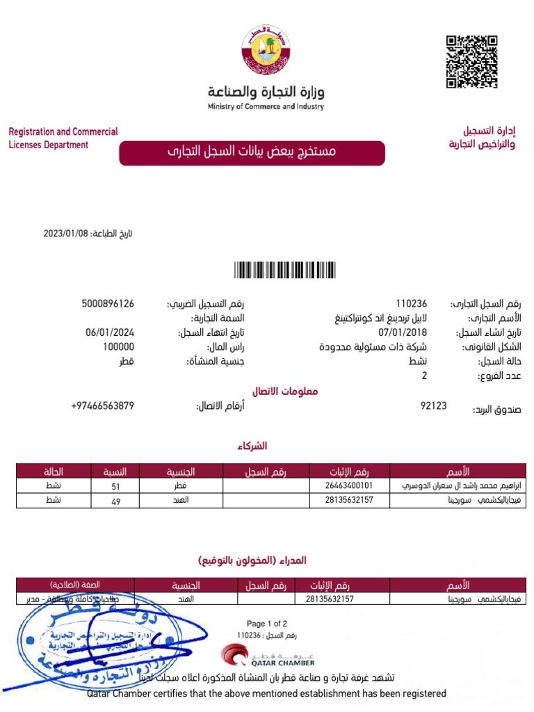 Qatar Business Registration Details | PDF