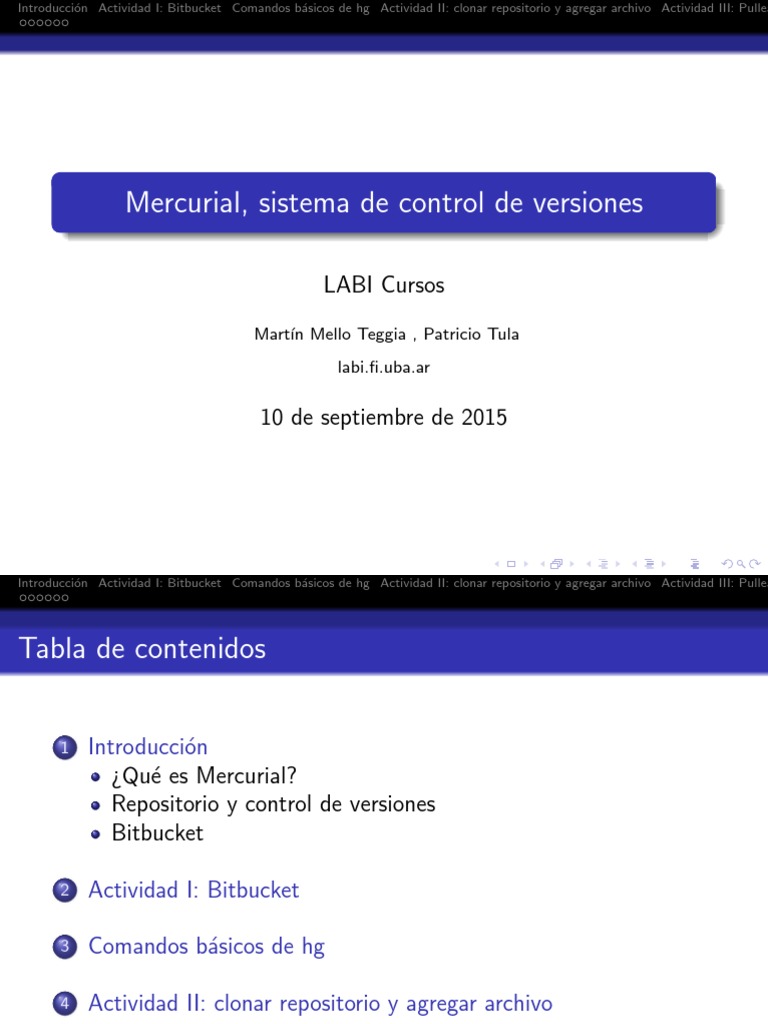 Introducción a Mercurial y Bitbucket | PDF | Control de versiones ...