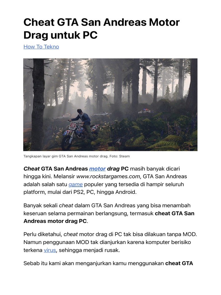 cheat GTA SA PC game modifikasi