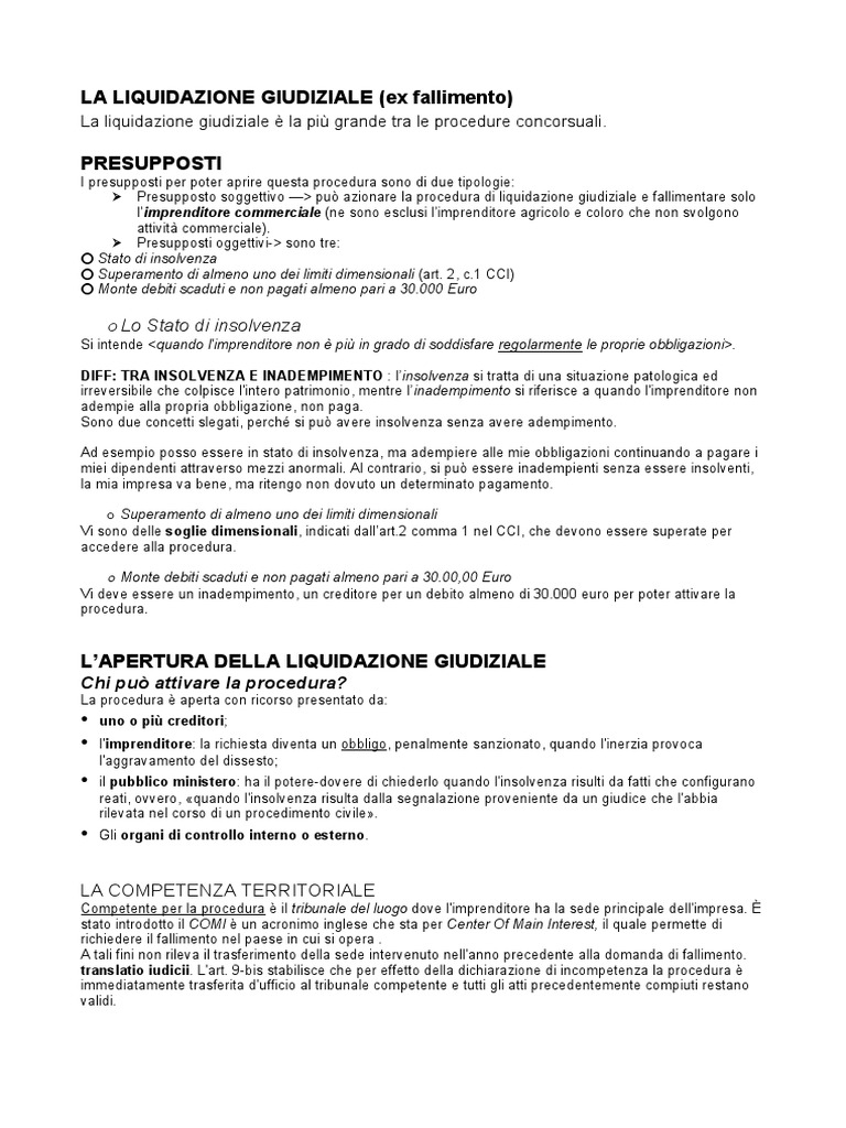 La Liquidazione Giudiziale