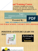 Positive Attitude Leads To Success - Physical Edu - Secondary Level - Mrs. Suchibrata Panigrahi