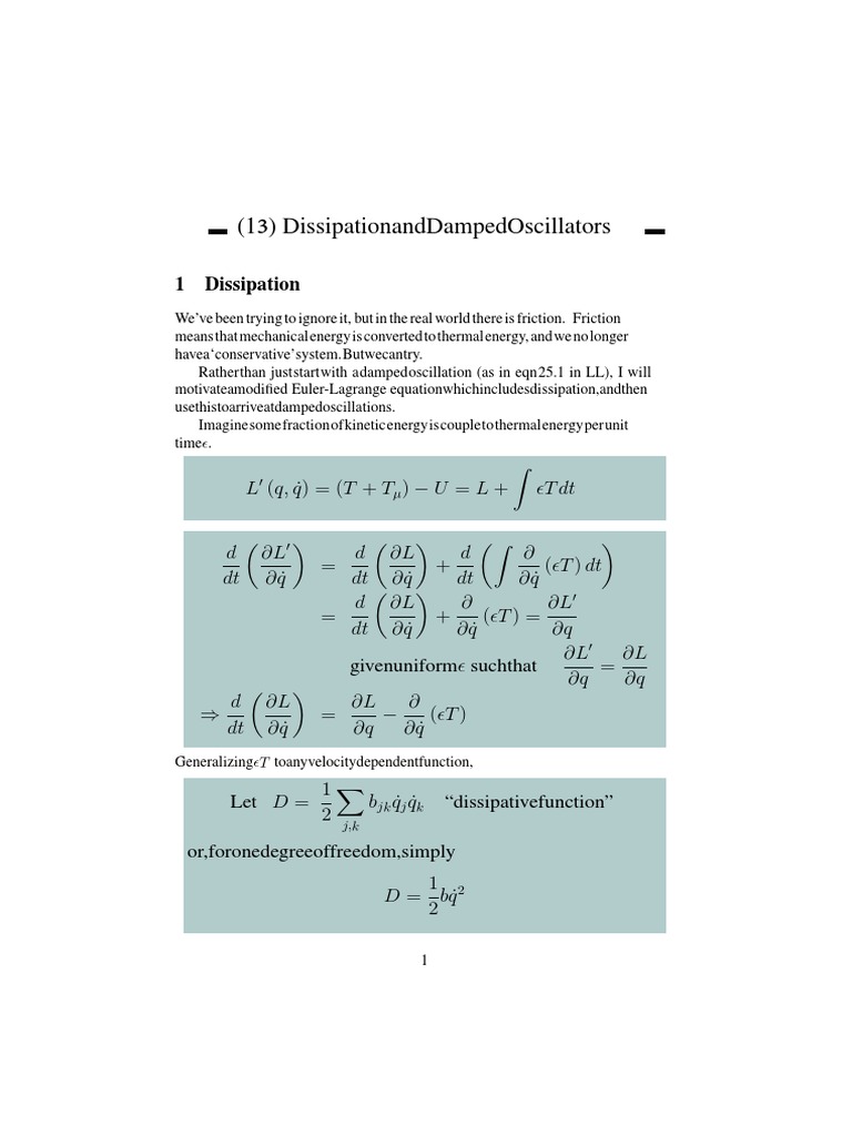 Damped Oscillators and Energy Dissipation | PDF | Teaching Methods ...