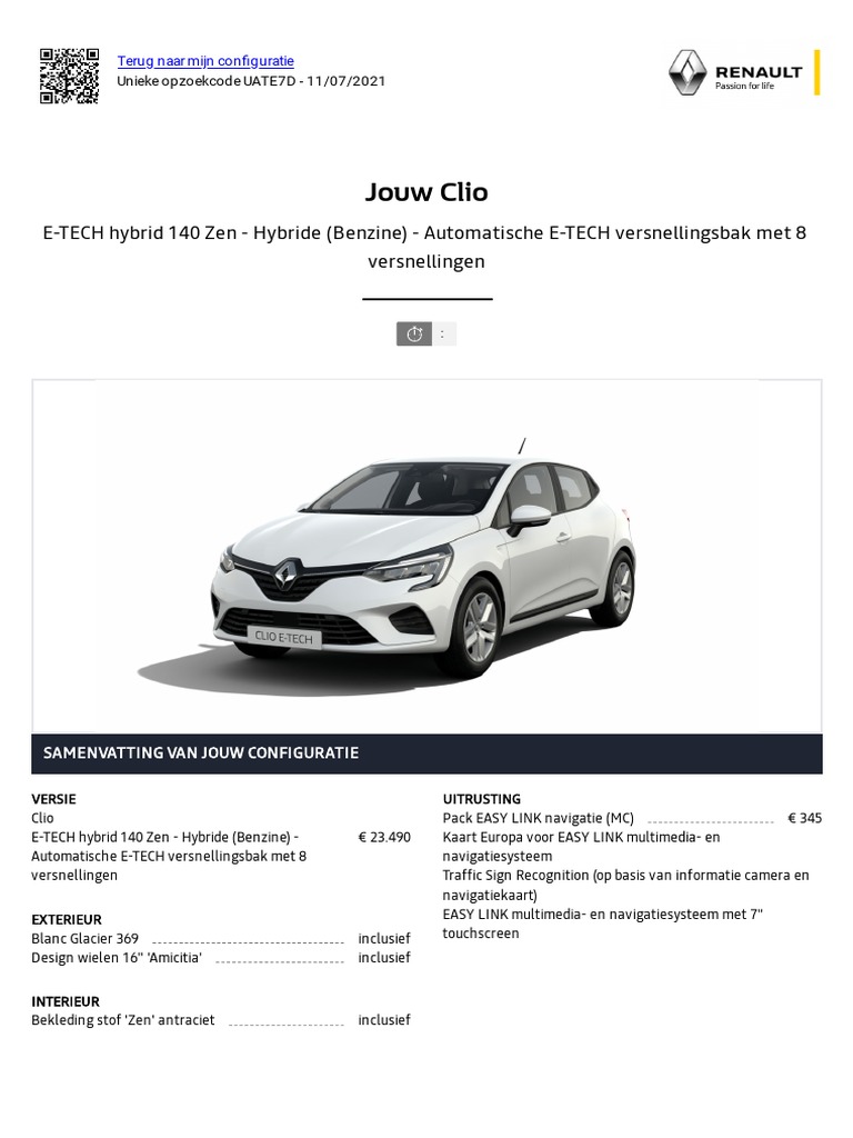 Renault CLIO Configuration PDF