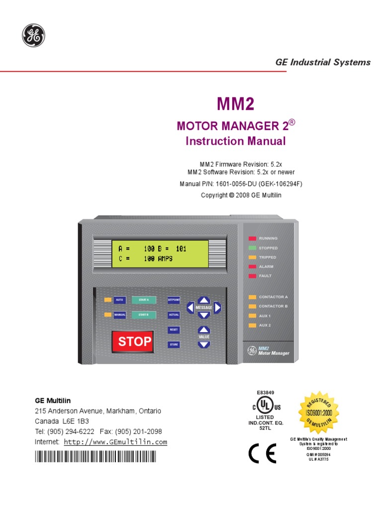 MM2 Motor Manager Instruction Manual PDF Fuse (Electrical) Relay