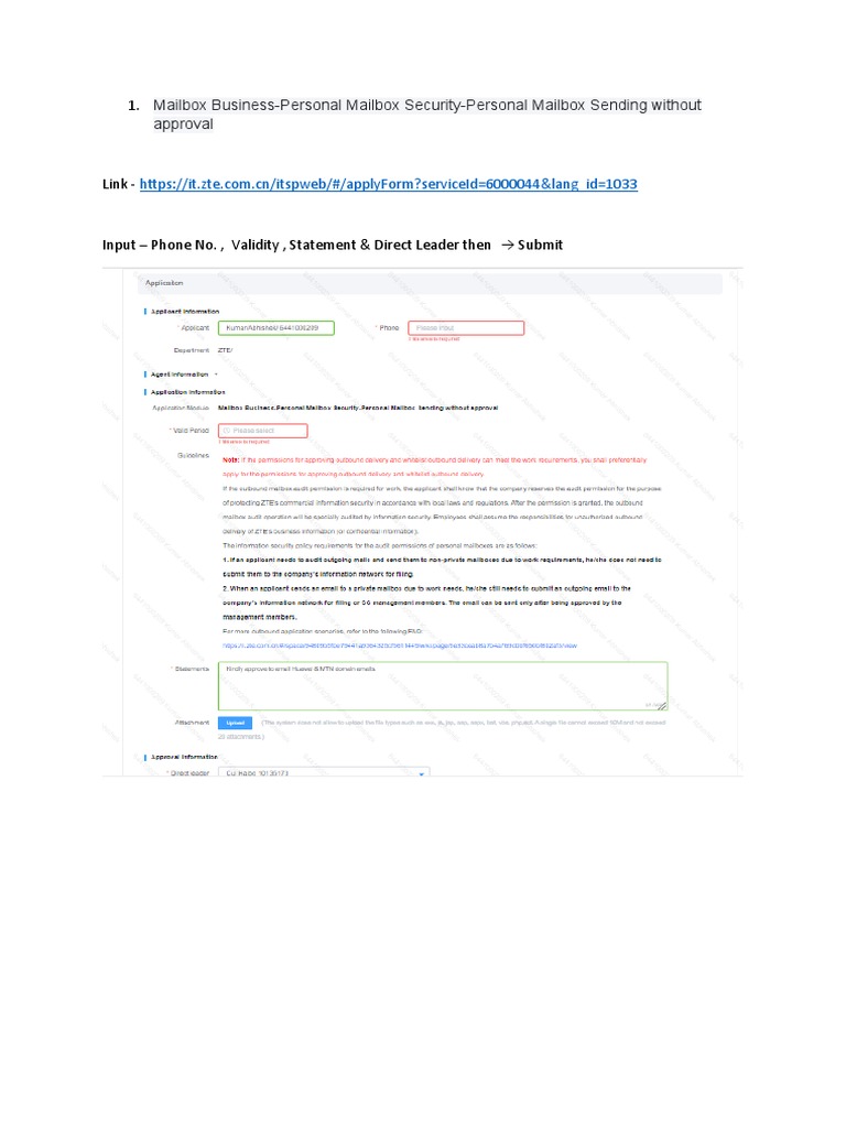 MoP Application Request For New Joining PDF