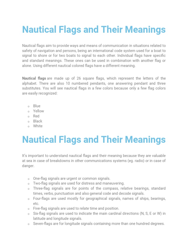 Nautical Flags and Their Meanings | PDF | Flag | Ships