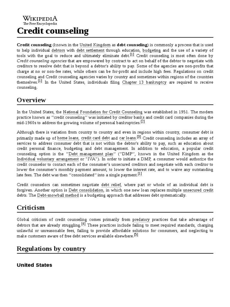 Credit Counseling | PDF | Financial Economics | Economies