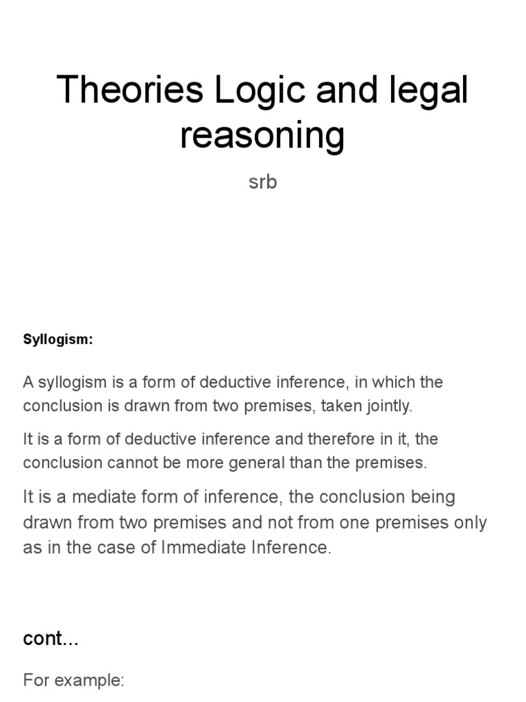 Theories Logic and Legal Reasoning PDF Inference Logical Consequence