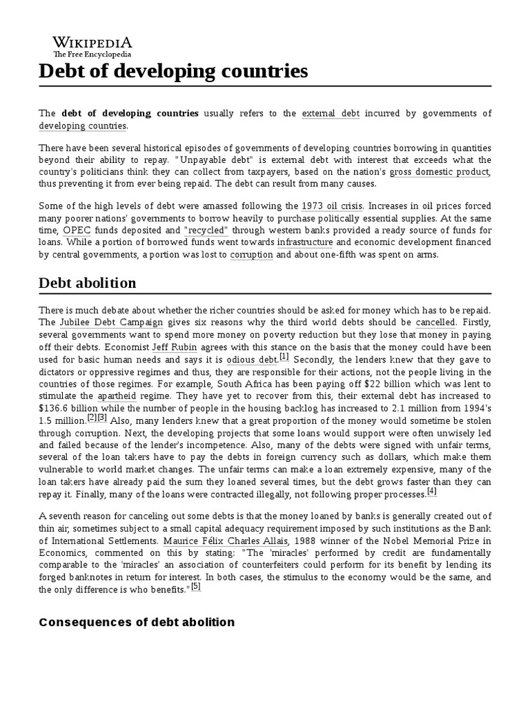 Debt of Developing Countries Download Free PDF Liability (Financial