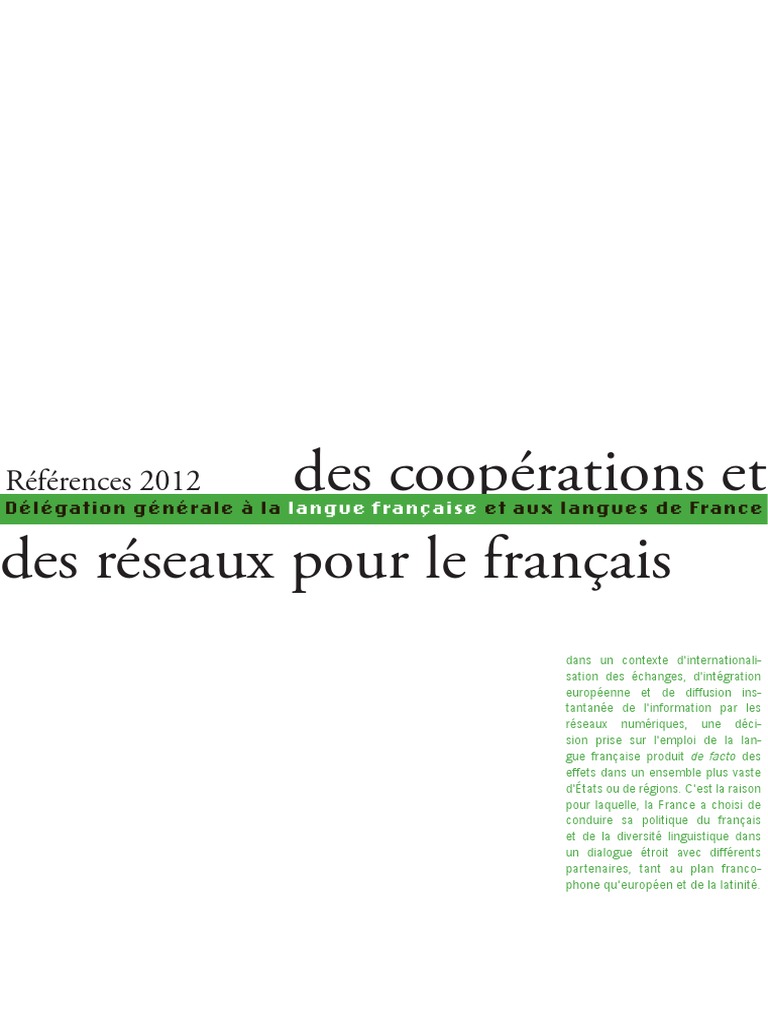 Ref 2012 Des Cooperations Et Des Reseaux Pour Le Francais Def
