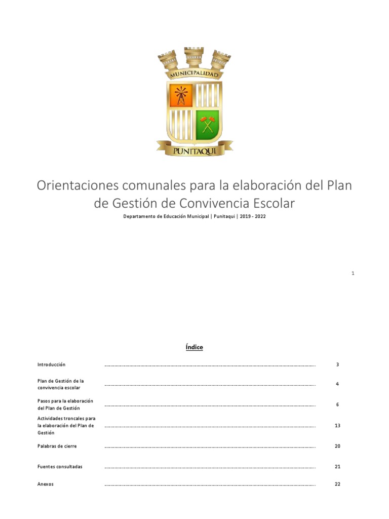 Orientaciones para La Elaboración Del Plan de Convivencia Escolar | PDF ...