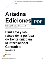 Paul Levi y Las Raíces de La Política de Frente Único en La Internacional Comunista