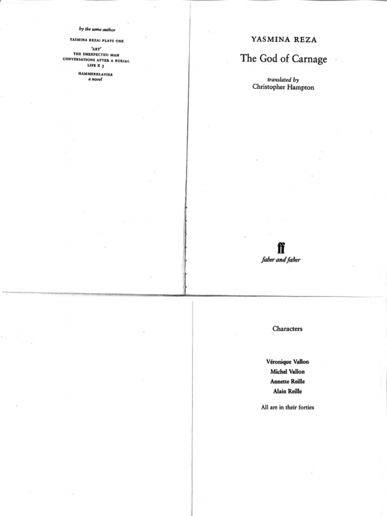 God of Carnage Yasmina Reza PDF Philosophy SelfImprovement