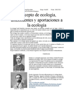Concepto de Ecología, Antecedentes y Aportaciones A La Ecología