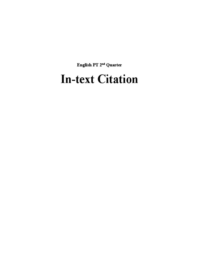 InText Citation PDF Citation Orthography