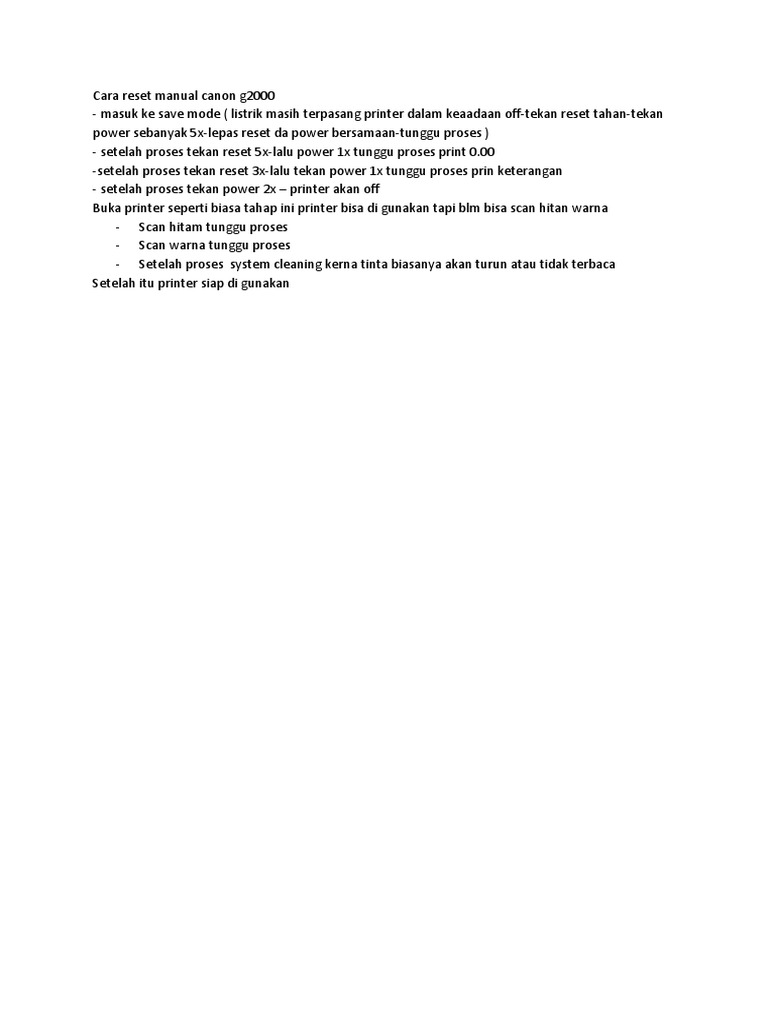 Cara Reset Printer Canon G2000 | PDF