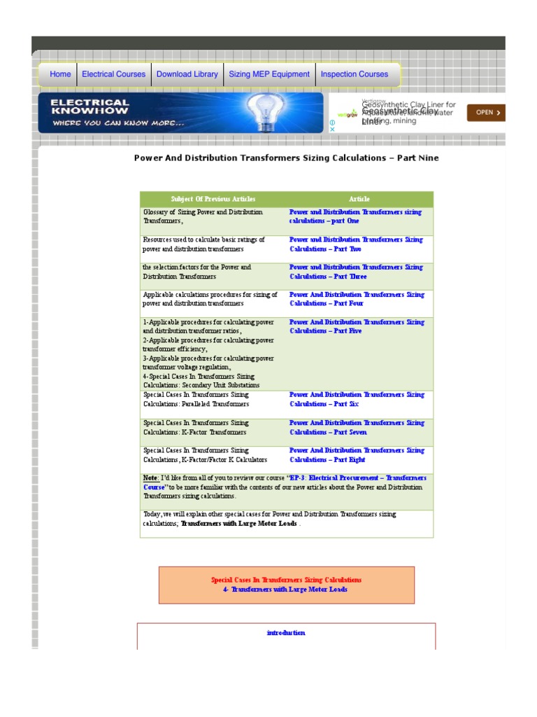 Transformer Sizing for Large Motors | PDF | Transformer | Electric Motor