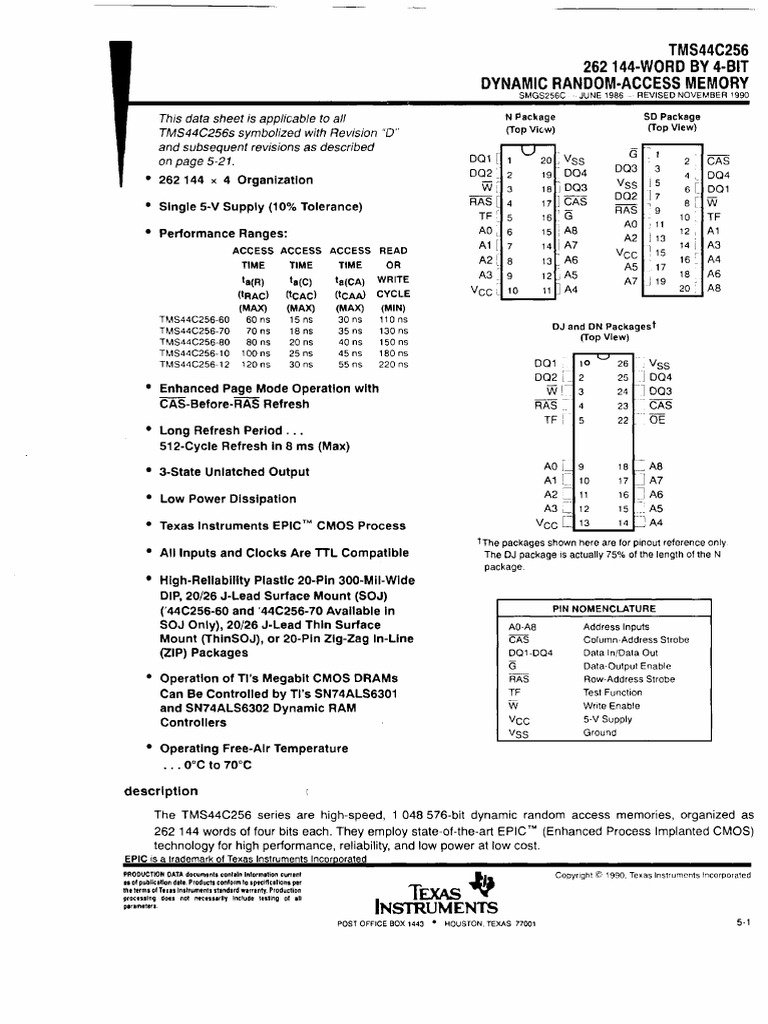 TMS44C256 | PDF
