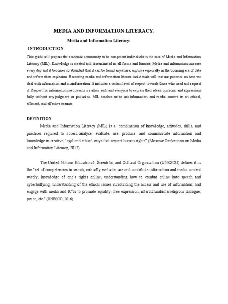 Media And Information Literacy Pdf Federal Trade Commission