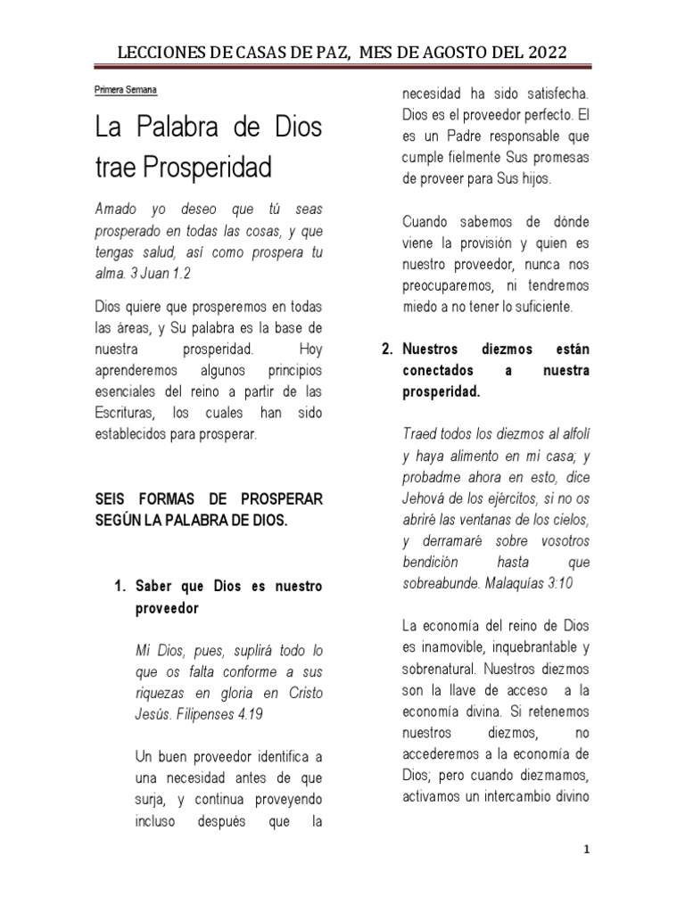 Prosperidad y Principios Bíblicos | PDF | Amor | Dios