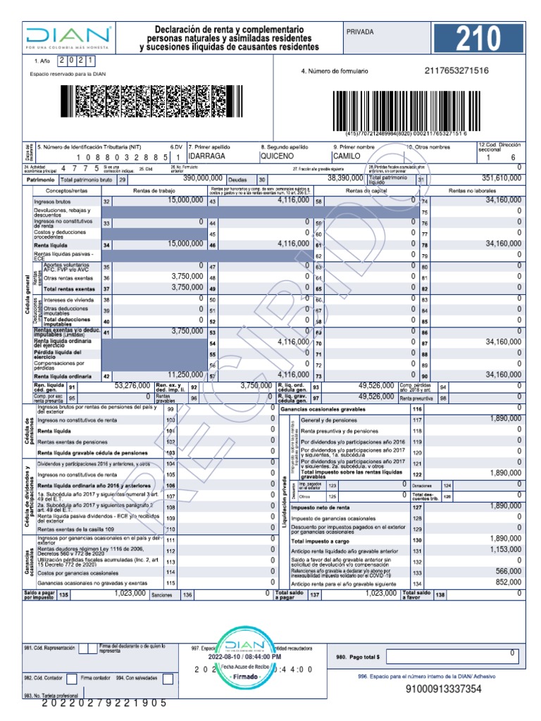 Declaración de Renta | PDF