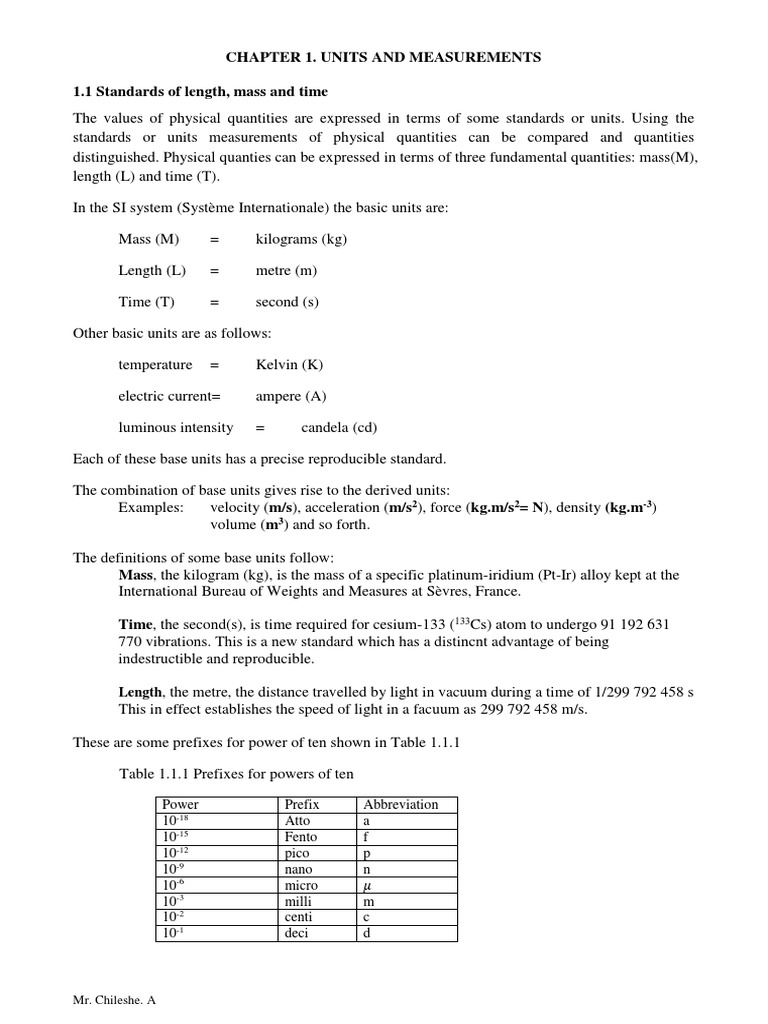 Chapter 1 units and measurements download free pdf mole unit