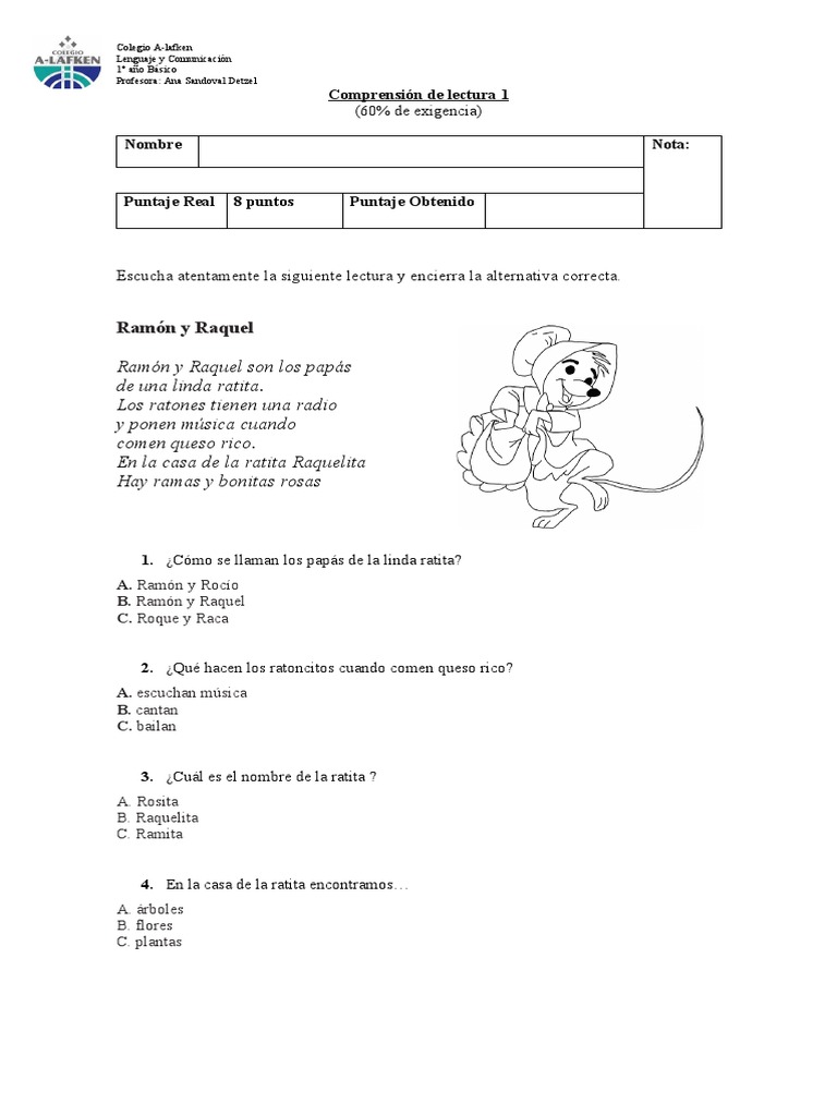 Comprensión de Lectura 1 | PDF
