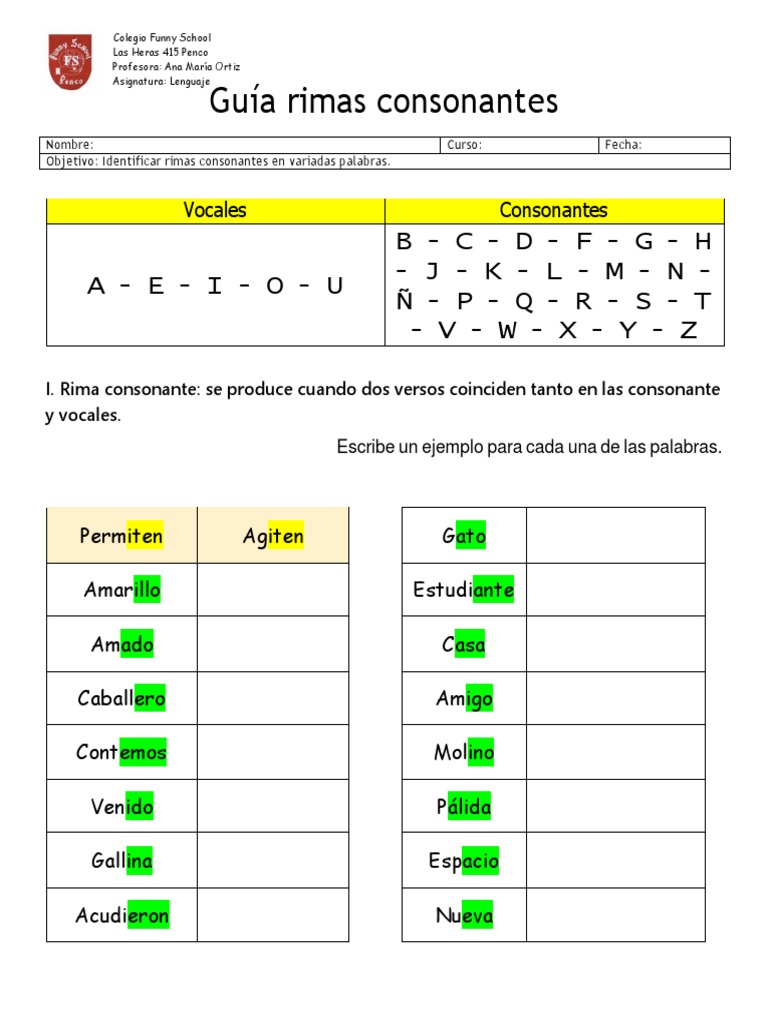 Guía Rimas Consonantes | PDF