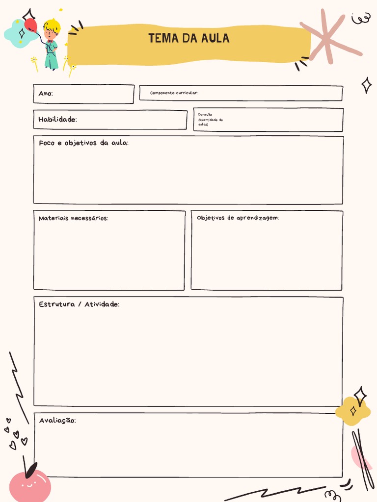 Em Branco Desenhado À Mão Plano de Aula | PDF