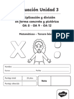 Evaluación 3º Basico - Matematicas Unidad 3 - OA 8-9 y 12