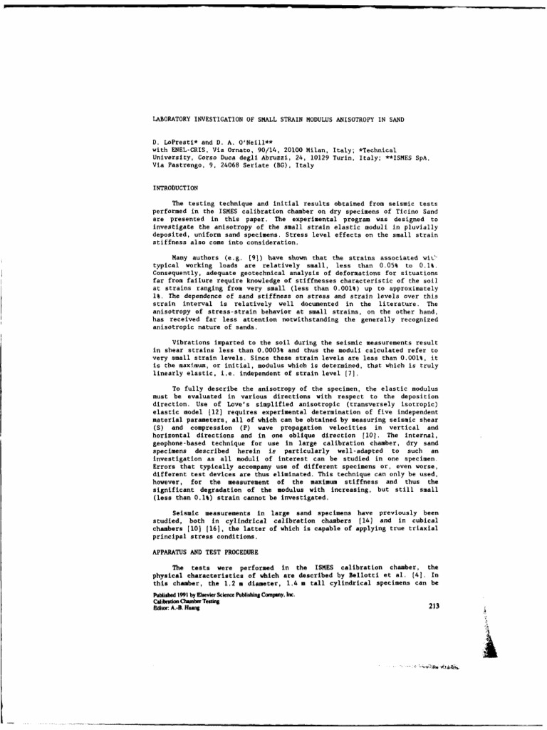 Anisotropy of Small Strain Modulus in Sand | PDF | Young's Modulus ...