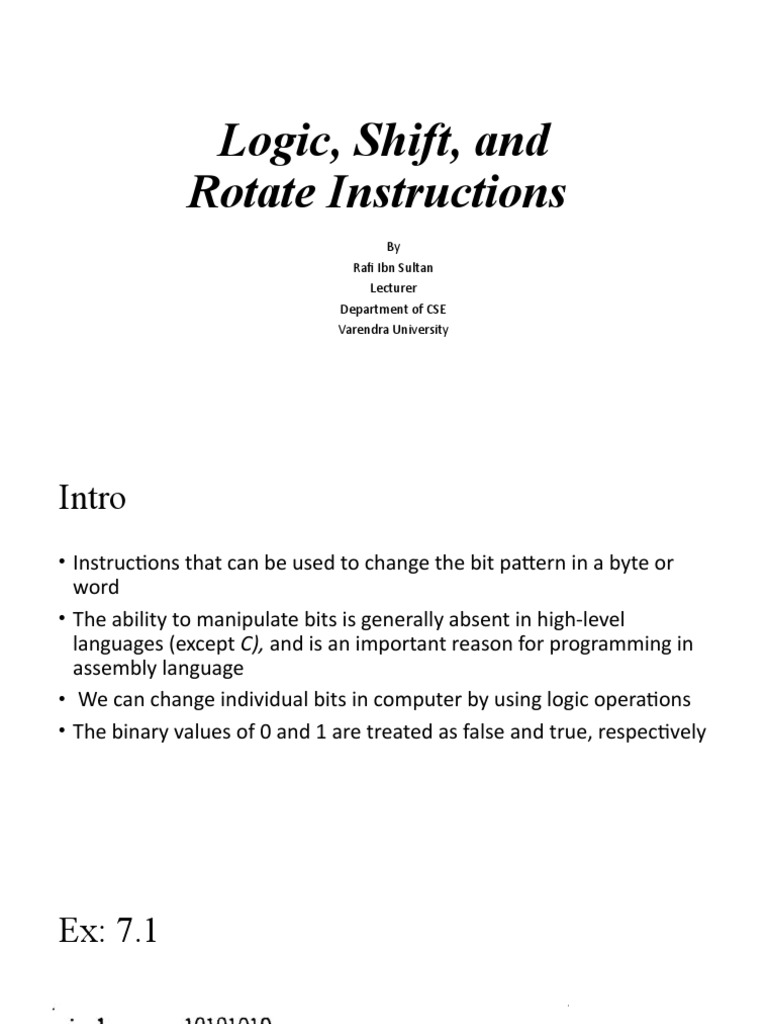 Shift and Rotate Instructions in 8086 | PDF | Bit | Computer Engineering
