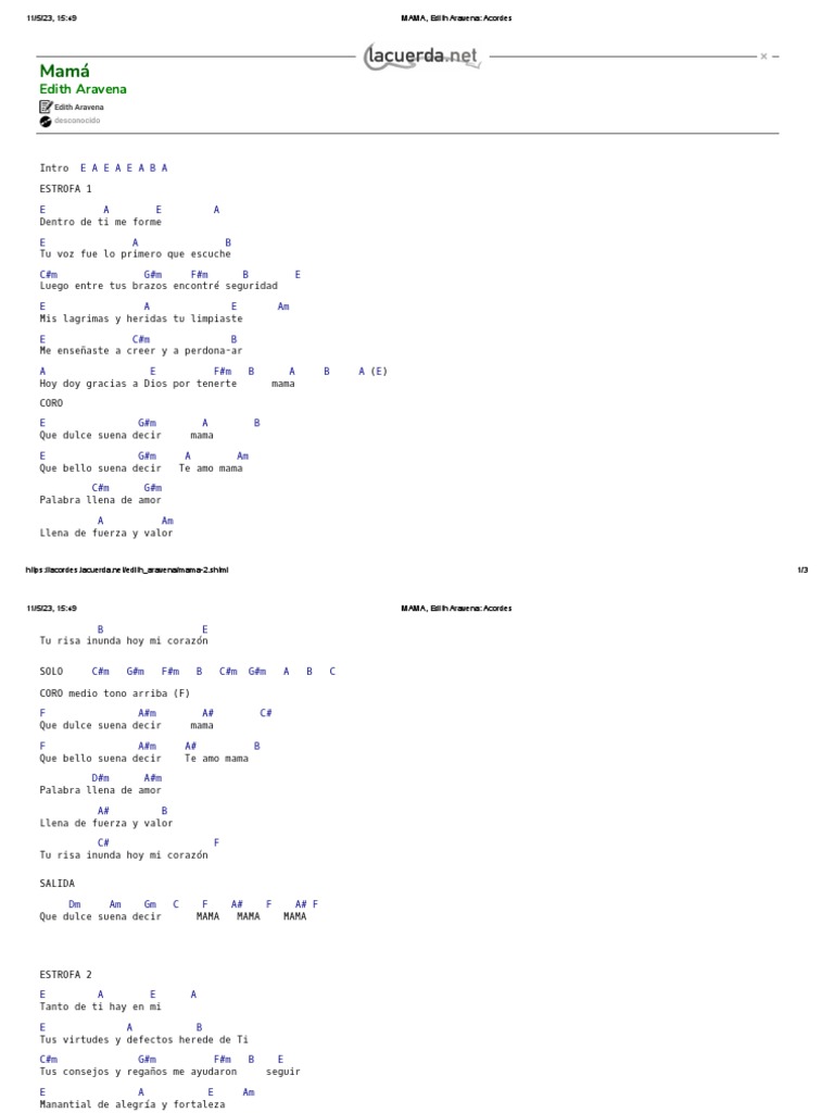 MAMA, Edith Aravena - Acordes | PDF