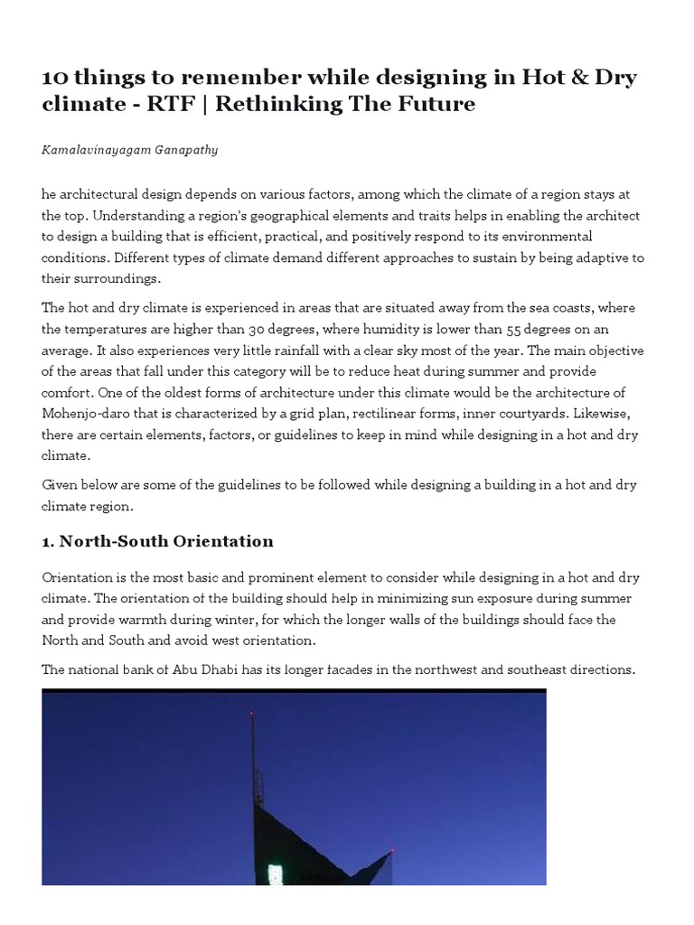Designing for Hot and Dry Climates | PDF | Building Insulation | Window