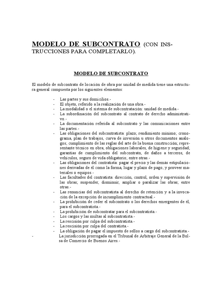 Modelo de Subcontrato de Obra | PDF | Póliza de seguros | Seguro